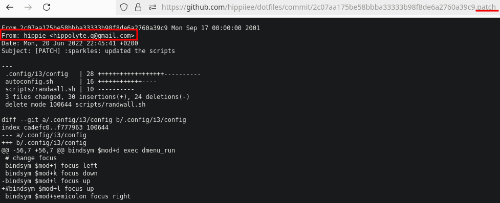 GitHub .patch email retrieval